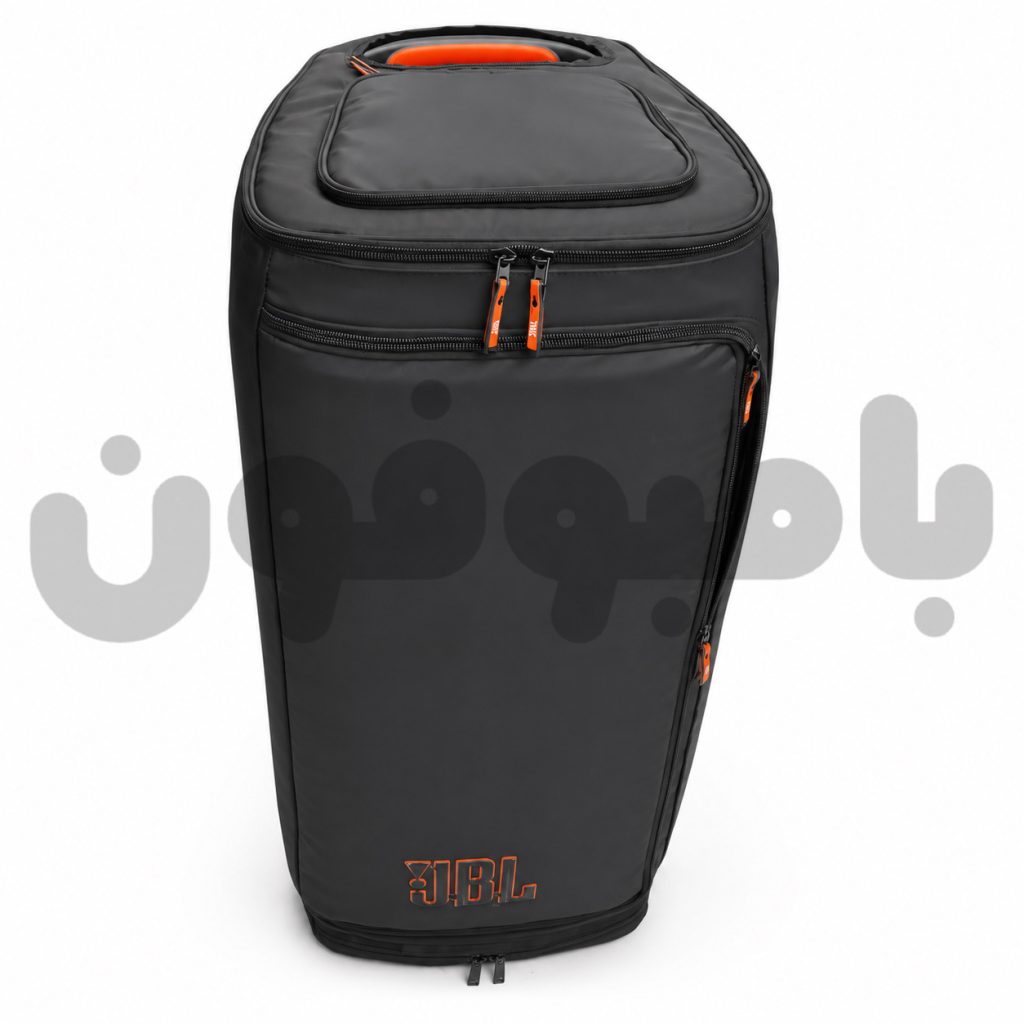 نمای پشت کیف حمل JBL PartyBox 720 با جیب زیپی و دسترسی به دسته